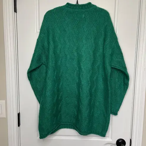 Esprit Vintage Cable Knit Sweater Womens Large Oversized Green Mohair Wool Blend