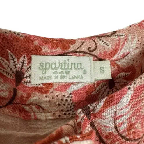 Spartina 449 NEW Linen Baylor Pink House Boho Floral Maxi Dress Size S