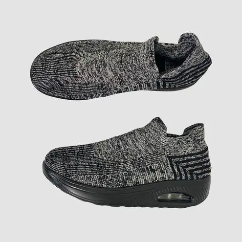 Chunky Slip On Bubble Sole Gray Black Athleisure Workout Gym Running Sneaker 9.5