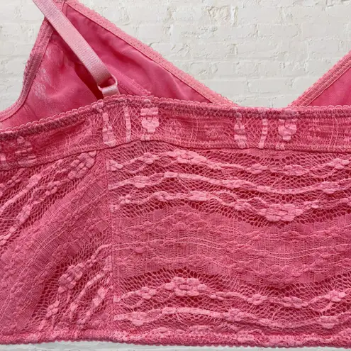 Free People  Intimately Lace Bralette L Pink Lemonade Crop Top Stretch Mesh - Image 10