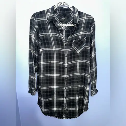 Rails Bianca Grey Black Metallic Plaid Top Tunic EUC Size XS