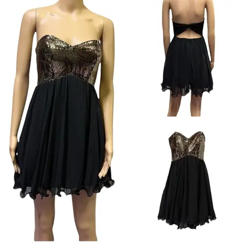 B. Smart Sequin Bodice Flirty Skirting Fully Lined Cocktail Semi Formal Dress 1