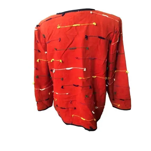 Allure cotton woven art to wear embroidered floral shacket size 14/16 L Red Size L