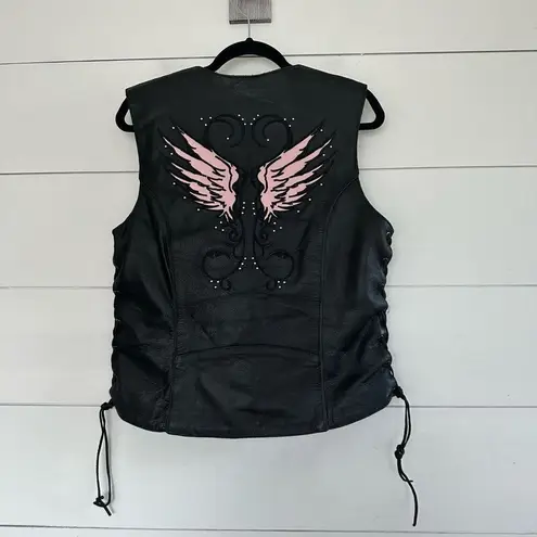 Milwaukee Leather Women’s Black Large Angel Wing Lace Up Vest Moto Grunge