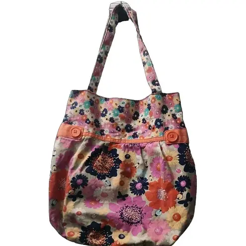 Floral Tote Bag Colorful Flowers Shoulder Bag Purse Casual Everyday Pink