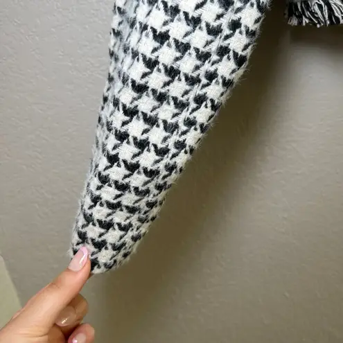 Lili Sidonio Houndstooth Blazer Fringe Trim Women's Jacket preppy care academia Black Size L