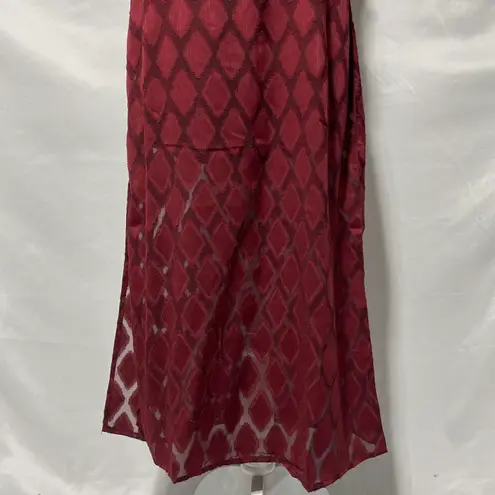 Band Of The Free New Lace Up V-Neck Diamond Midi Dress Lila Merlot Size Small
