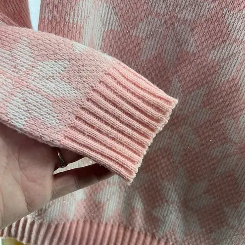 Vintage Jolie Baby Pink White Snowflake Pullover Jumper Sweater Size L