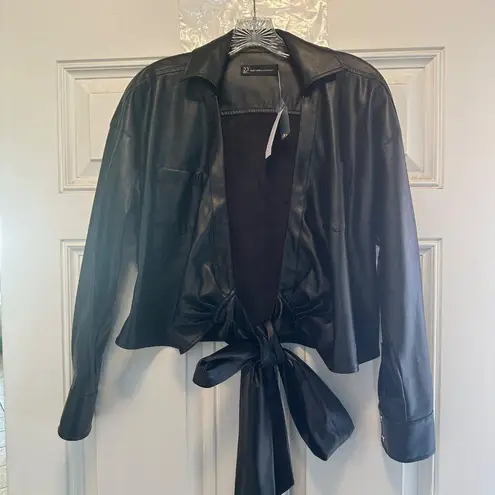 New York & Company Women's Faux Leather Black Tie