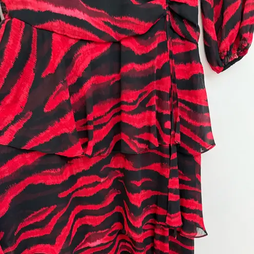 Karl Lagerfeld Tiger Stripe Tiered Chiffon Maxi Dress