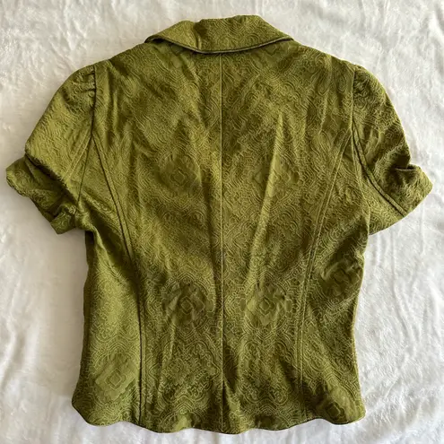 Bebe Y2K Green Textured Short Sleeve Blazer