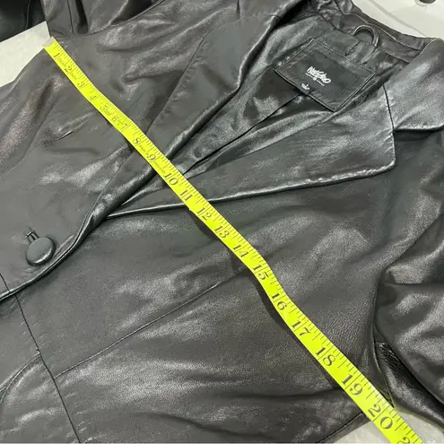 Black L Leather Women's blazer Jacket one button lined front pockets Size L