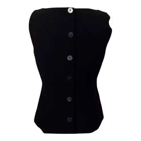 David Warren Women Black Blouse Size 6 Petite Sleeveless Formal Button Back