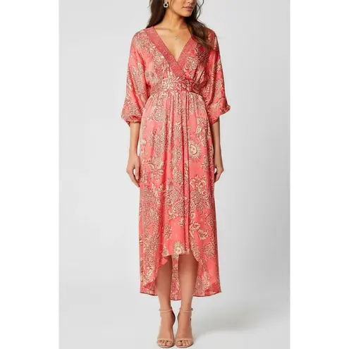 Poupette St. Barth Celie Long Dress, Pink Oriental Foulard, Small