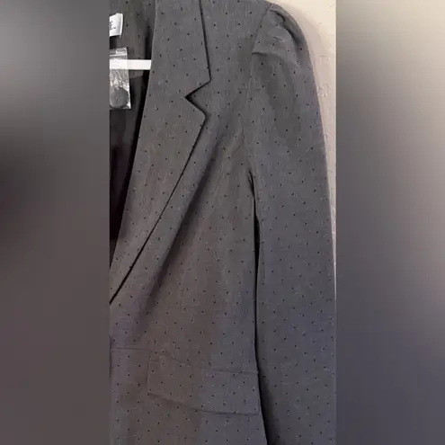 Elle Gray Polka Dot One Button Career Office Blazer Size 8 NWT