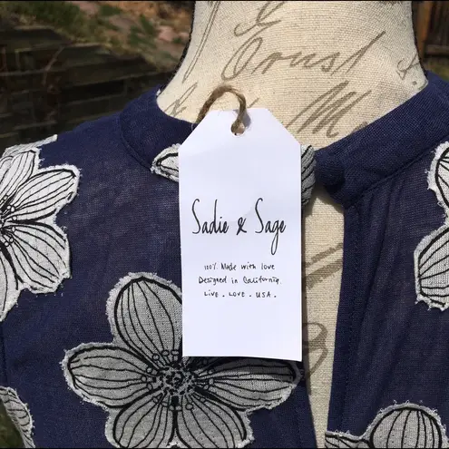 Sadie and Sage Blue White Floral Swing Dress or Top