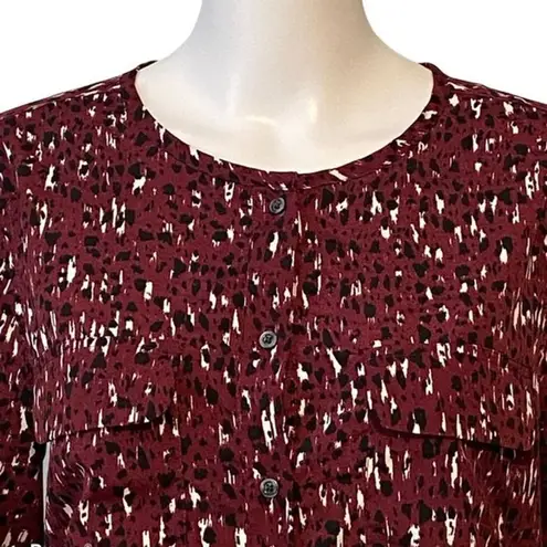 Banana Republic Shirt Womens Medium Burgundy White Black Career Casual Versatile Red