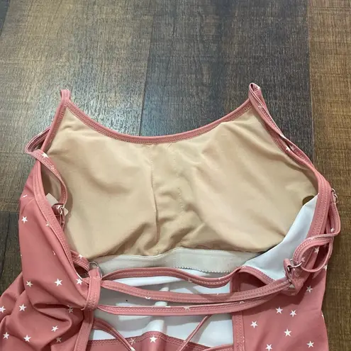Kortni Jeane Pink Star Latter-Back Swimsuit Top Size XS