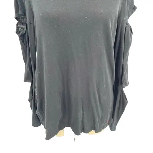 n:philanthropy n:Philanthrophy Gloria Long Sleeve Cutout Top Tee Shirt Black Size Medium