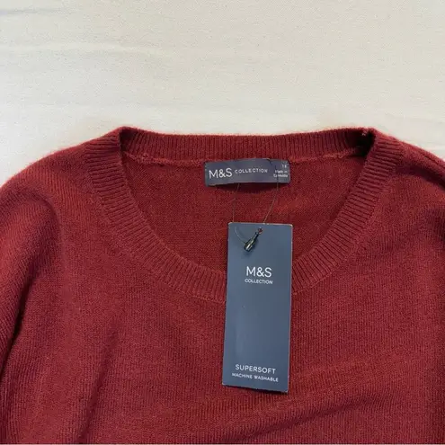 Marks & Spencer Red Crew Neck Sweater Women’s Size 10 Acrylic burgundy