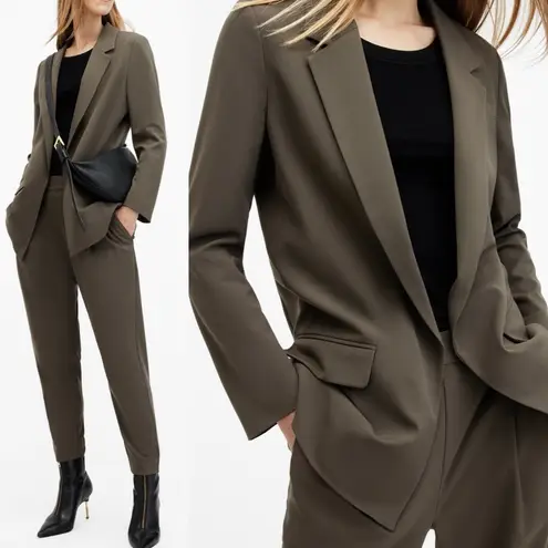 All Saints Aleida Lightweight Tri Blazer Olive Army Tarmac Green