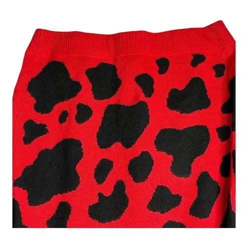 Vintage William Kasper California Red Cow Print Cashmere Sweater Size Medium