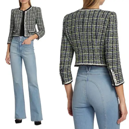 Veronica Beard Ceres Navy Chartreuse Tweed Jacket Size 6