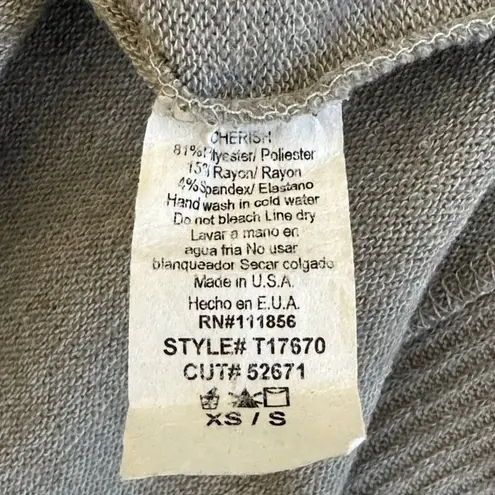 Cherish Tunic Sweater Womens XS Gray Tunic High Low Stretch Oversized Cozy