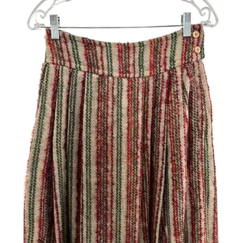 American Vintage  high waisted pleated boucle striped midi skirt size small