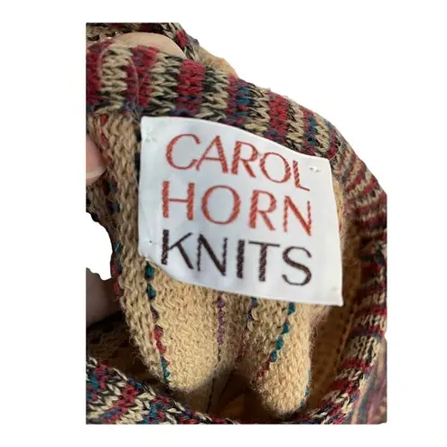 Carol Horn Knit 70s Striped Wool Pullover Tunic Red Size M