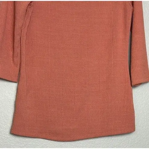 Andrea Jovine Women's Top M Warm Soft Orange Ribbed Boat Neck Soft Casual Comfy Size M