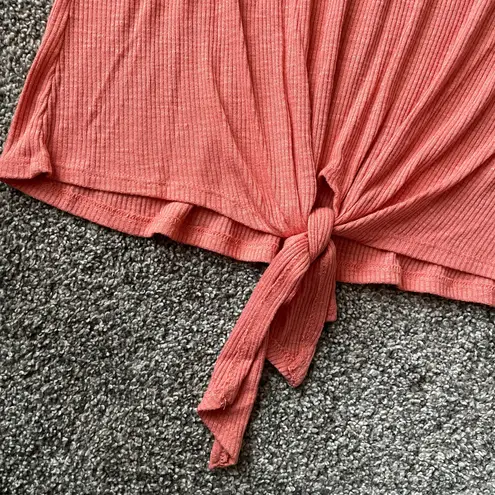 Natural Reflections Women’s Peach V-Neck Tie-Front Top