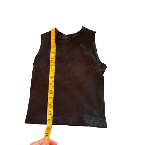 Aura Black Ribbed Sleeveless Top S Nylon Spandex Blend