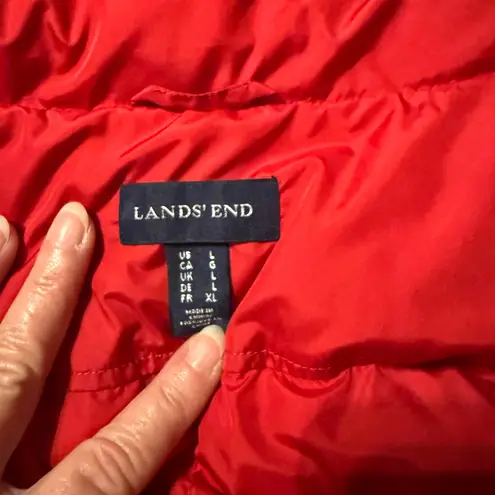 Lands' End Women’s Cardinal Red Quilted Down Puffer Vest Size L