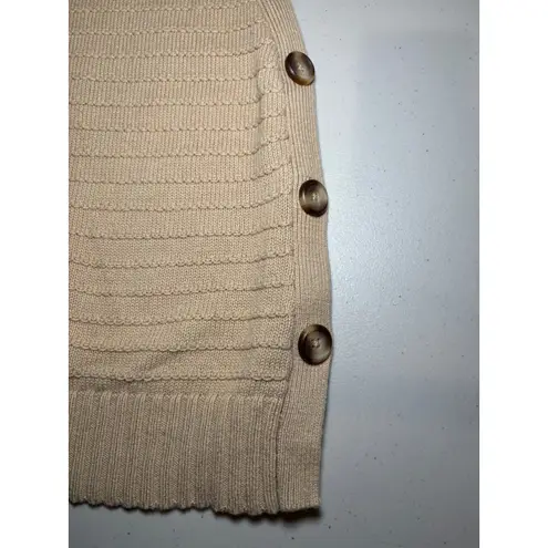 Chico's Beige Taupe Cotton Linen Sweater Vest 3 XL Side Button Layers Preppy