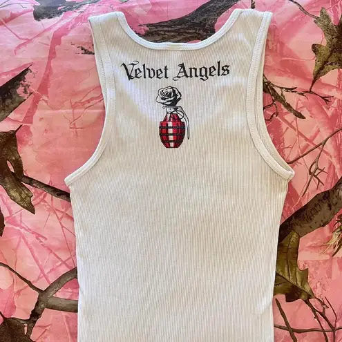 Los Angeles Apparel y2k  velvet angels white tank top