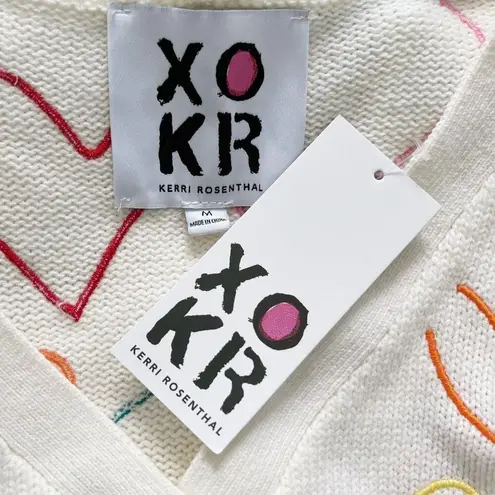 XOKR Kerri Rosenthal Heart Embroidered Oversized Cardigan White Size M