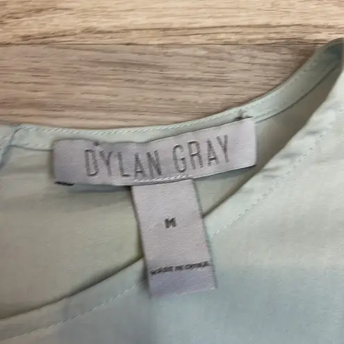 Dylan Gray Powder Blue Short Sleeve Zip Back Tie Front Blouse Size Medium