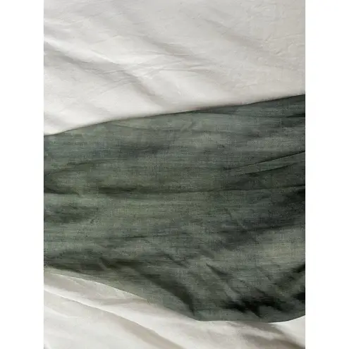 Vintage Silk Button Up Shirt Blouse Small Tie Dye Indie Classic Army Green Cute