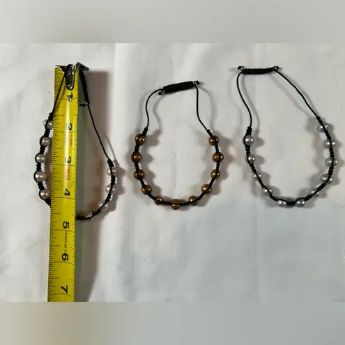 Handmade Pearl bracelets 3 Adjustable Size String stackable different color pearls