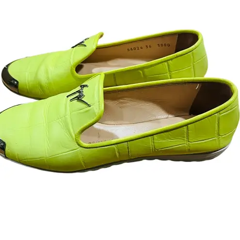 Giuseppe Zanotti Neon Croc Embossed Leather Smoking Slippers Size 36 (6 US)