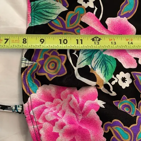 WonderBra by Christina Vintage Black Floral Swimsuit Womens Size 14 36BC Ruffle