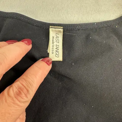 LAST TANG0 Black L/XL Sleeveless Scoop Neck Ruched Tank Top Size L