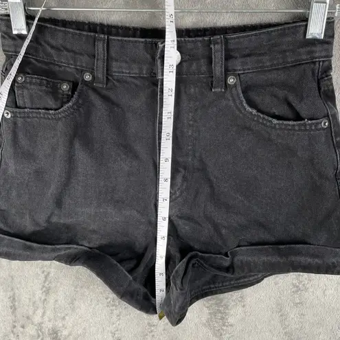 Bershka High Waist Black Denim Shorts Womens 4 Grunge Y2K Minimalist Chic Cotton