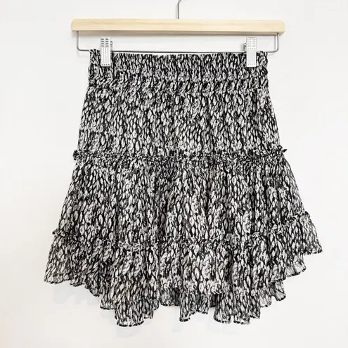 MISA Los Angeles Willa Ruffle Chiffon Pull On Mini Skirt Ditzy Floral Edgy XS