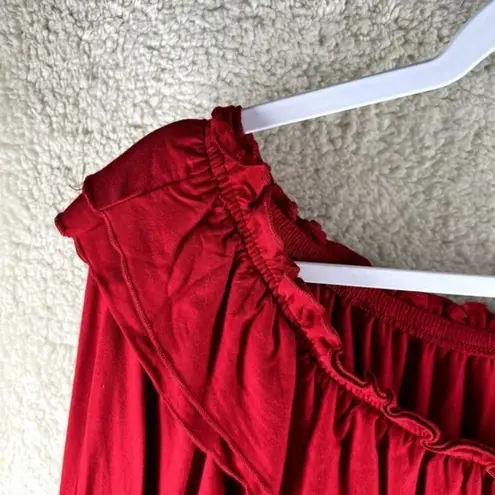 IMAN Womens Tops Size M Red Ruffled Tassels Size M