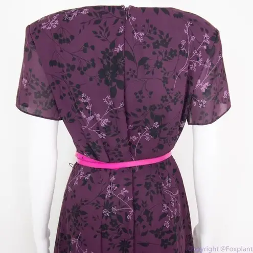 Ronni Nicole vintage plum color floral print short sleeves maxi dress, 8 Purple