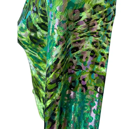 VINTAGE Y2K RARE EQUESTRIAN HOBBY HORSE WESTERN LEOPARD IRRIDESCEN TOP XSMALL #6 Green Size XS