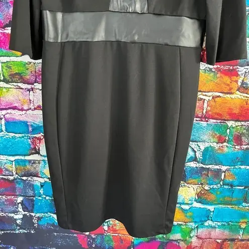 Nina Leonard Lennie for  Black Dress Vegan Faux Leather Insert Mixed Media Large