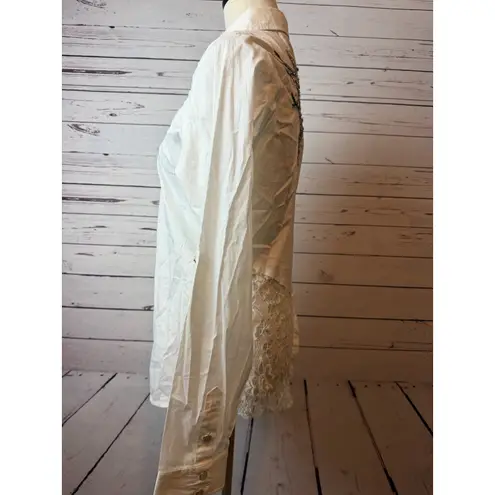 Roar Western Shirt large Signature Cowgirl Rodeo Pageant Blouse White Lace Bling